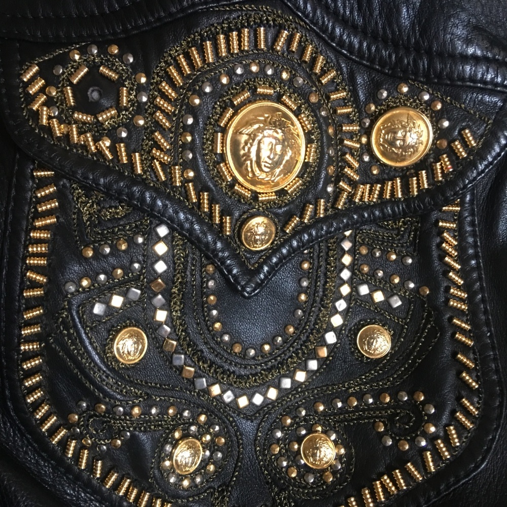 1990 Gianni Versace Cropped Leather Jacket - Picture 6 of 8